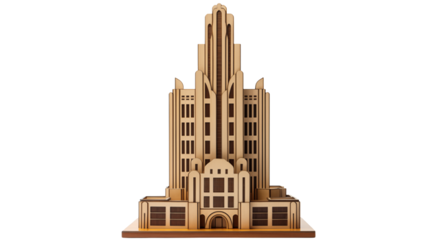 Elegant Art Deco Building Architectural Model Wood Design
