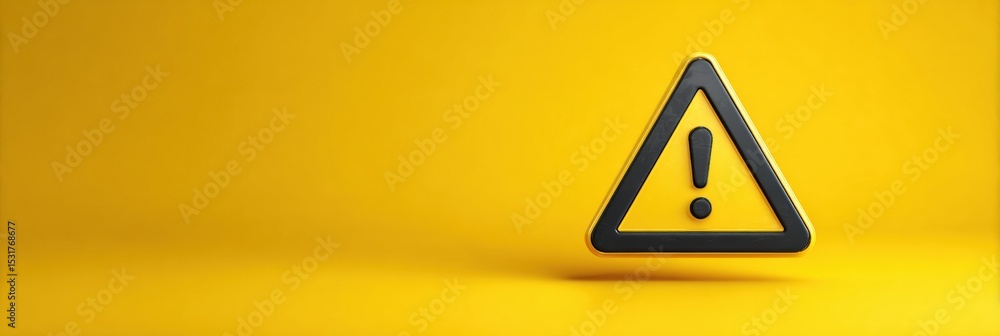 Poster Warning Sign Emphasizing Caution With Exclamation Mark on Bright Yellow Background for Safety Alert in Traffic Scenarios