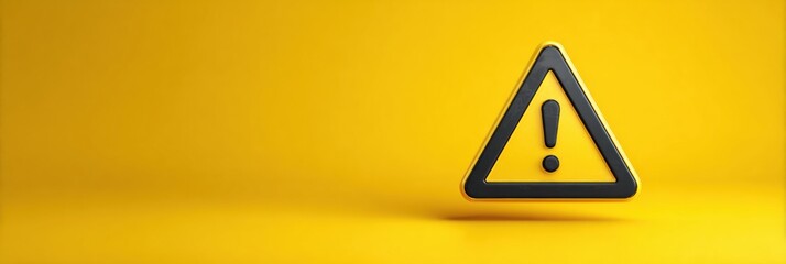 Warning Sign Emphasizing Caution With Exclamation Mark on Bright Yellow Background for Safety Alert in Traffic Scenarios