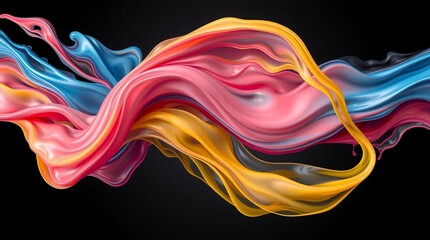 Obraz premium Abstract Flowing Colorful Paint on Black Background, Generated AI 