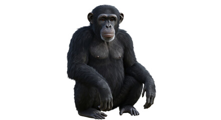Detailed Portrait of a Sitting Chimpanzee