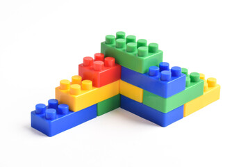Plastic building blocks isolated on white background