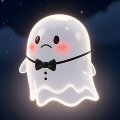 Cute Blushing Ghost in Bowtie