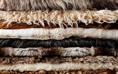 Stacked Faux Fur Throws in Neutral Tones © Ryan