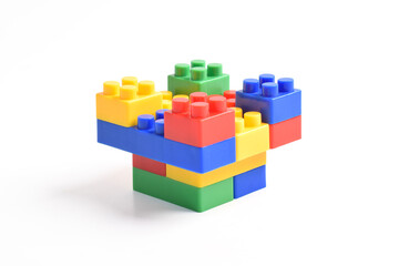 Fototapeta premium Plastic building blocks isolated on white background