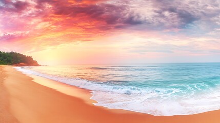 Obraz premium Colorful sunrise over tropical beach paradise