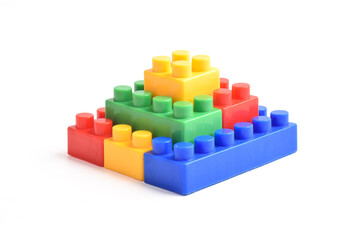 Obraz premium Plastic building blocks isolated on white background