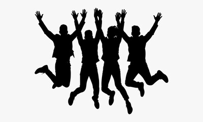 Group Silhouette Celebrating: Dynamic and Joyful Design for Teamwork, Success, and Celebration-Themed Projects