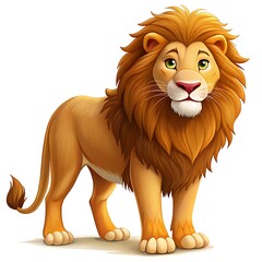 Happy lion character isolated on white background