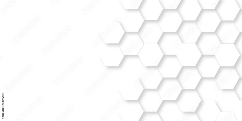 Poster abstract minimal background with white lines hexagonal structure futuristic white background and emb