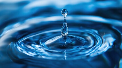 blue drop of water with tranquil background
