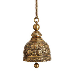 Ornate Golden Bell with Intricate Floral Patterns and Hanging Design