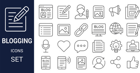 Blogging Icons Set 30+ Line Icons for Bloggers and Websites