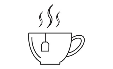 ハーブティーを飲みながらリラックスするメンタルケアのアイコンイラスト