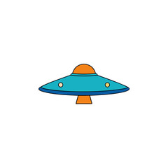 cartoon ufo spaceship on white background  alien 