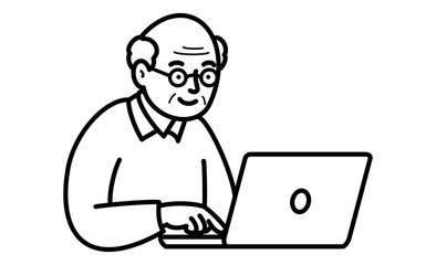 高齢者のパソコン操作、インターネットを楽しむシニア
