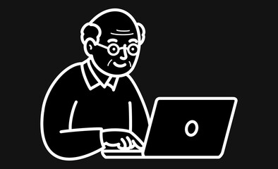 高齢者のパソコン操作、インターネットを楽しむシニア
