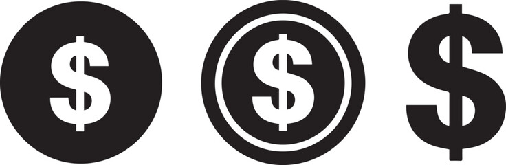 Obraz premium Dollar Sign Icons - Black and White Money, Finance, Currency Symbols