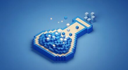 Pixelated Brain in a Beaker Digital Transformation and Innovation Concept