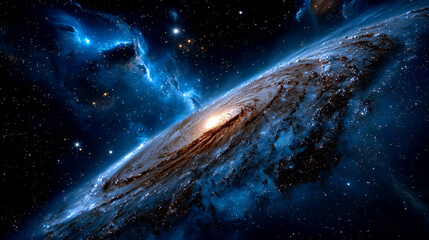 A magnificent spiral galaxy captivates with its glowing center and swirling arms, adorned with countless stars amidst the vastness of space, inspiring awe in every viewer.