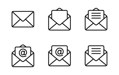 envelope icon set, mail symbol vector