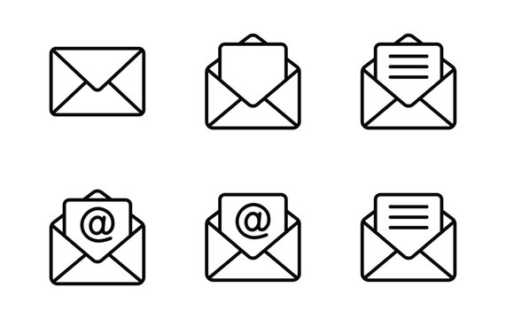 envelope icon set, mail symbol vector