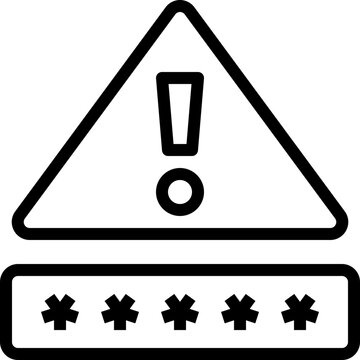 Black password error icon - outline