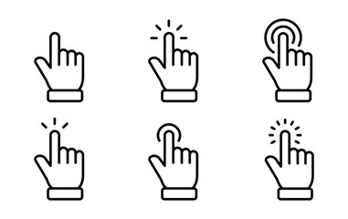 Hand click icon set. hand cursor icon vectors	