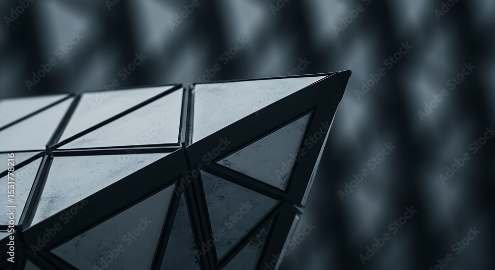 Poster close up of a geometric structure roof fragments. abstract architecture background.
