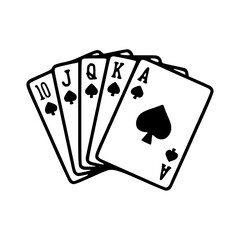 royal flush spades playing cards vector