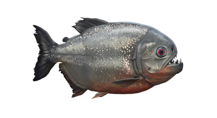 Detailed Piranha Illustration with Sharp Teeth and Red Eye