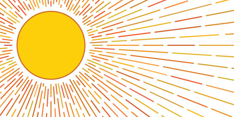 Geometric sun stylization, summer sunlight, sun rays, vector drawing