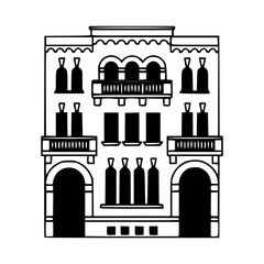 Obraz premium vintage architectural townhouse illustration