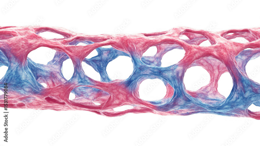 Poster microscopic view of an endothelial barrier forming a network of interconnected cells. creating a com