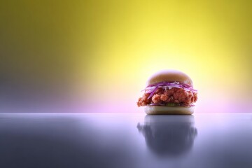 Close-up of a chicken sandwich on a light background