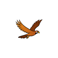 Fototapeta premium realistic hawk gliding through sky on white 