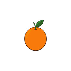 realistic orange fruit with leaf on white 