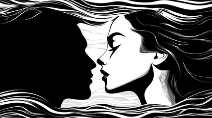Classic vector impression of love and passion represented through bold monochrome artwork with a contemporary statement