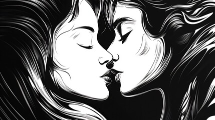 Classic vector impression of love and passion represented through bold monochrome artwork with a contemporary statement