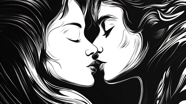 Classic vector impression of love and passion represented through bold monochrome artwork with a contemporary statement