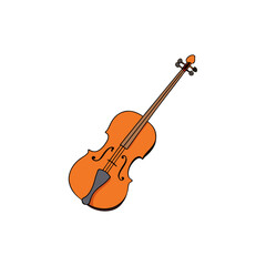 Fototapeta premium single violin with bow on white background classi.svg