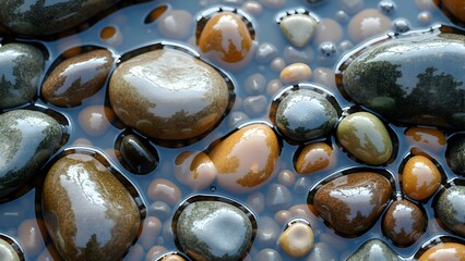 High-Resolution Seamless Pebble and Creekside Ground Textures with Natural Wet Stones and Riverbed Gravel – Perfect for Nature Scenes and Environmental Visualizations.