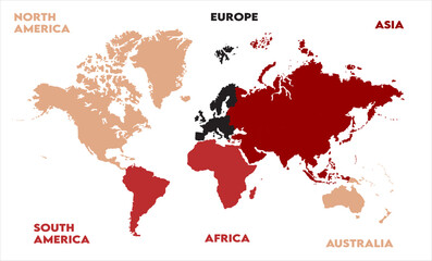 Atlas-14, modern world map graphic, Countries Silhouettes Stock Illustrations, Vectors
