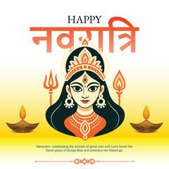 Navaratri celebration with Goddess Durga illustration, tiger, diya lamp, abstract background, typography, Hindu festival poster set, happy Navratri greeting, traditional artwork