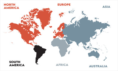 Obraz premium Economic map-01, modern world map graphic, Countries Silhouettes Stock Illustrations, Vectors