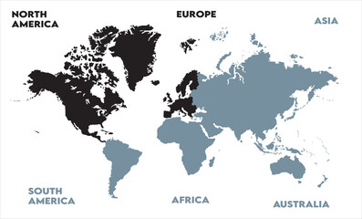 Naklejka premium Economic map-02, modern world map graphic, Countries Silhouettes Stock Illustrations, Vectors