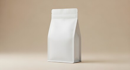 Blank White Stand-Up Pouch Packaging Mockup Perfect for Coffee, Tea, or Food Products
