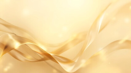 Abstract golden silk ribbons flowing in soft light, elegant background
