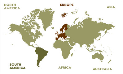Fototapeta premium Geographic map-12, modern world map graphic, Countries Silhouettes Stock Illustrations, Vectors