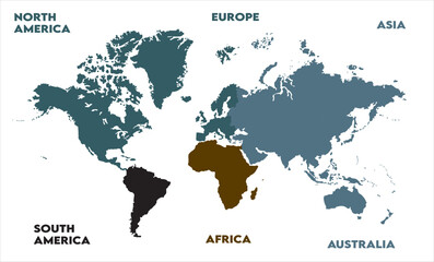 Naklejka premium Global map-01, modern world map graphic, Countries Silhouettes Stock Illustrations, Vectors